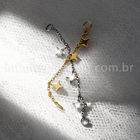 Corrente Titânio Para Piercing Estrela Zircônia Cravejada