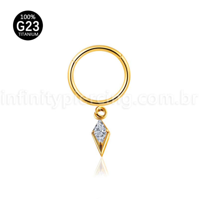 Piercing Argola Titânio Segmento Articulado Com Pingente Deltoid