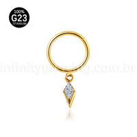 Piercing Argola Titânio Segmento Articulado Com Pingente Deltoid