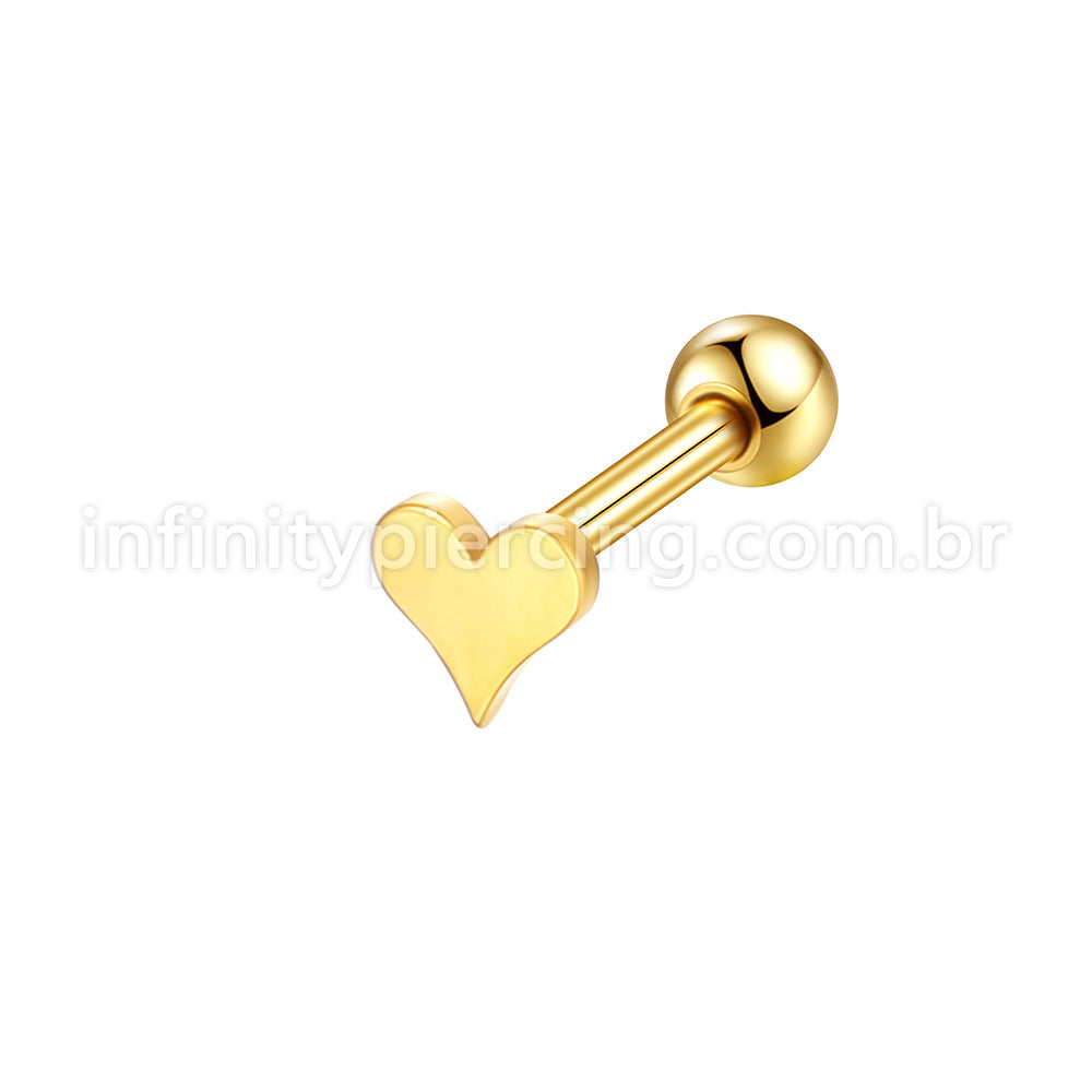 Piercing Minibarbell  Aço Cirúrgico Coração Liso