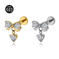Piercing Labret Titânio Laço Com Zircônia Cravejada