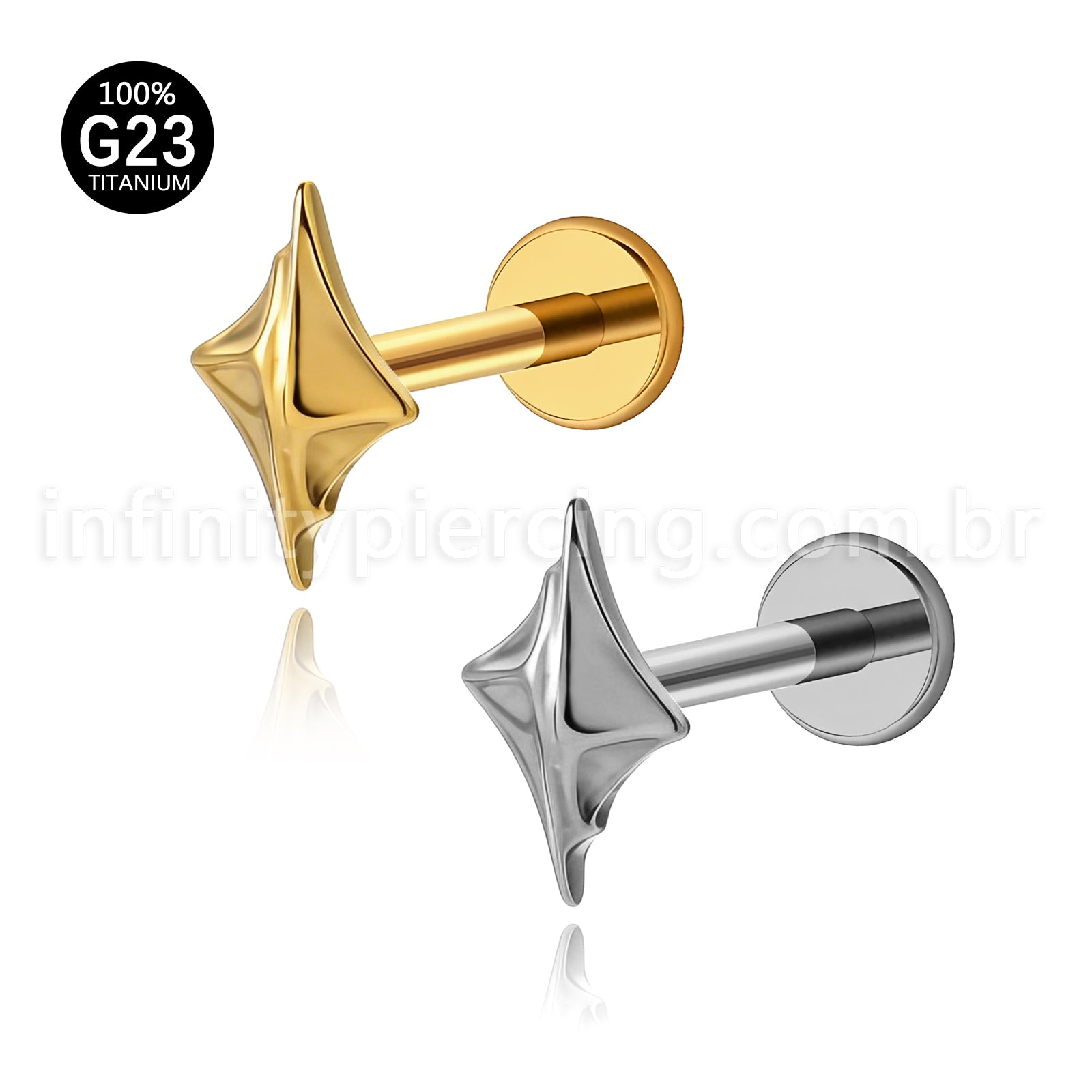 Piercing Labret Titânio Deltoid Detalhado