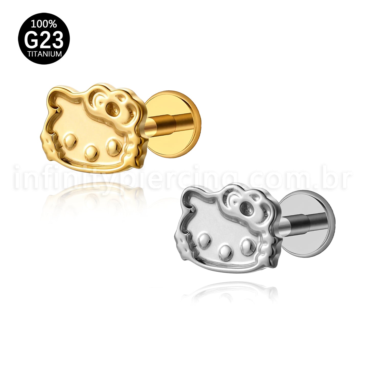 Piercing Labret Titânio Gatinha Com Laço