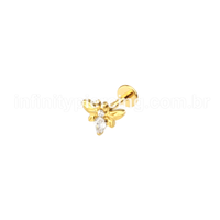 Piercing Labret Aço Cirúrgico Abelha Zircônia