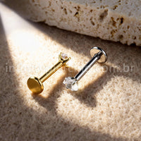 Piercing Labret Titânio Zircônia Cravejada Coração