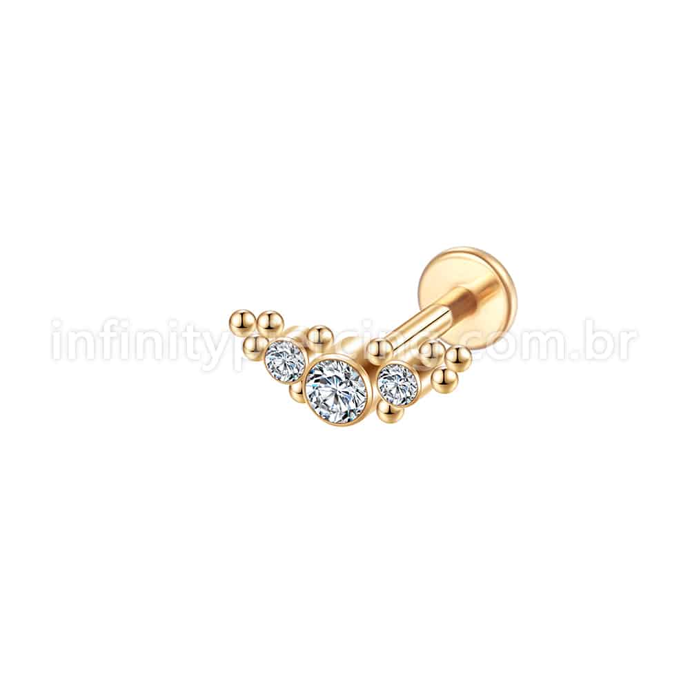 Piercing Labret Aço Cirúrgico Indiano Zircônias