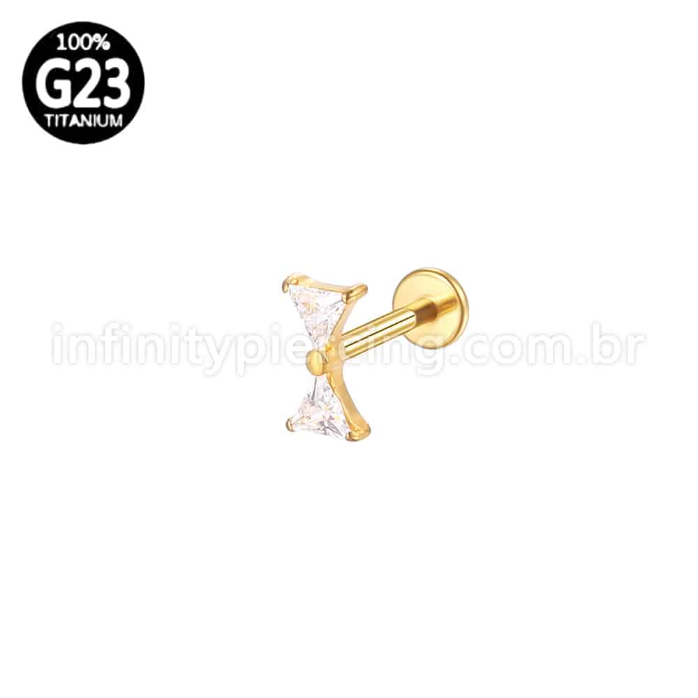Piercing Labret Titânio Laço Zircônias Cravejadas