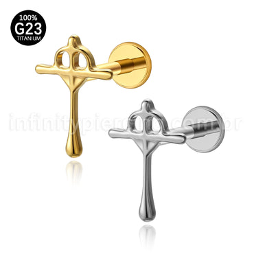 Piercing Labret Titânio Cruz Com Coração