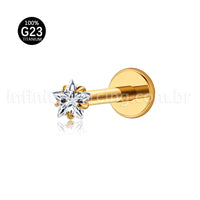 Piercing Labret Titânio Zircônia Cravejada Estrela