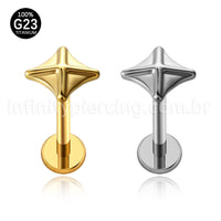 Piercing Labret Titânio Estrela Com 4 Pontas