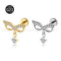 Piercing Labret Titânio Mascara Com Zircônia Cravejada