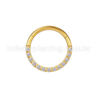 Piercing Argola Segmento Articulado Aço Cirurgico Pedras Frontal