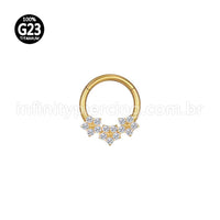 Piercing Argola Titânio Segmento Articulado Flores Zircônia