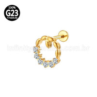 Piercing Labret Titânio Redonda 6 Zircônias