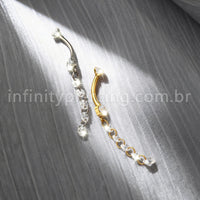 Piercing Banana Titânio Pingente Zircônia Cravejada