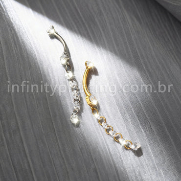 Piercing Banana Titânio Pingente Zircônia Cravejada