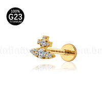 Piercing Labret Titânio Cruz Com Zircônia Cravejada