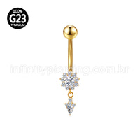 Piercing Banana Titânio Zircônia Com Pingente