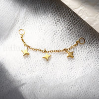 Corrente Titânio Para Piercing Estrela Zircônia Cravejada