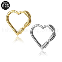 Piercing Argola Coração Titânio Com Detalhes Arame
