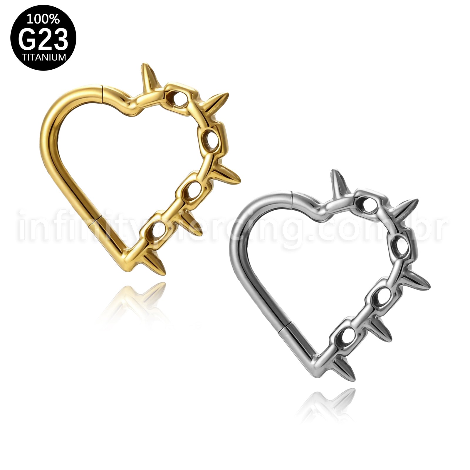 Piercing Argola Coração Titânio Com Detalhes