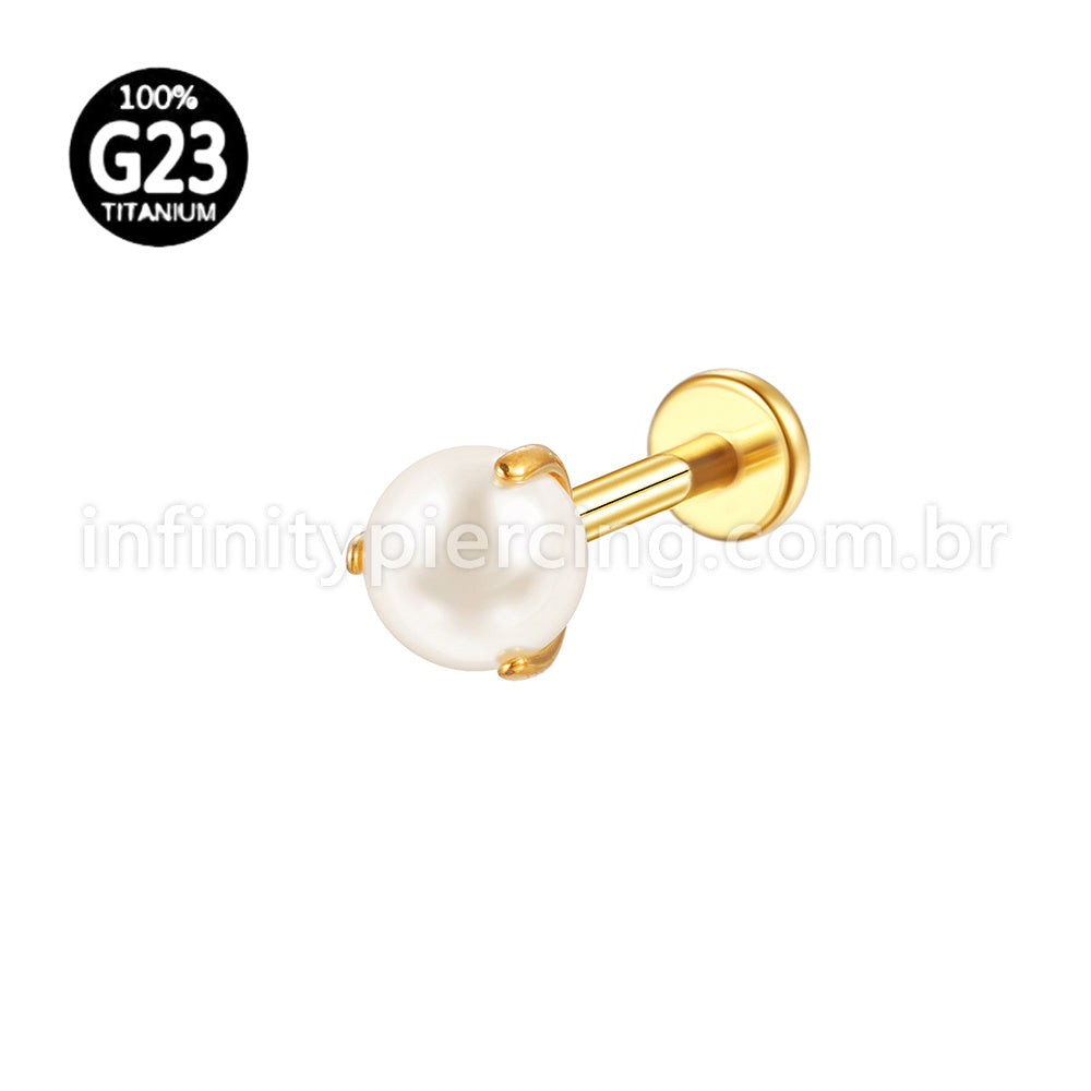 Piercing Labret Titânio Pérola