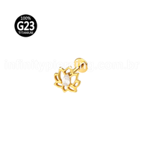 Piercing Labret Titânio Flor Vazado Zircônia