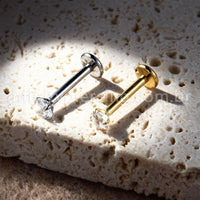Piercing Labret Titânio Zircônia Cravejada Coração