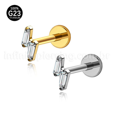 Piercing Labret Titânio 2 Zircônia Cravejada