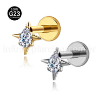 Piercing Labret Titânio Zircônia Cravejada
