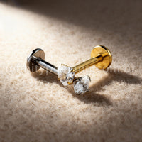 Piercing Labret Titânio Zircônia Cravejada Coração