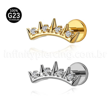 Piercing Labret Titânio Spike Zircônia Cravejada