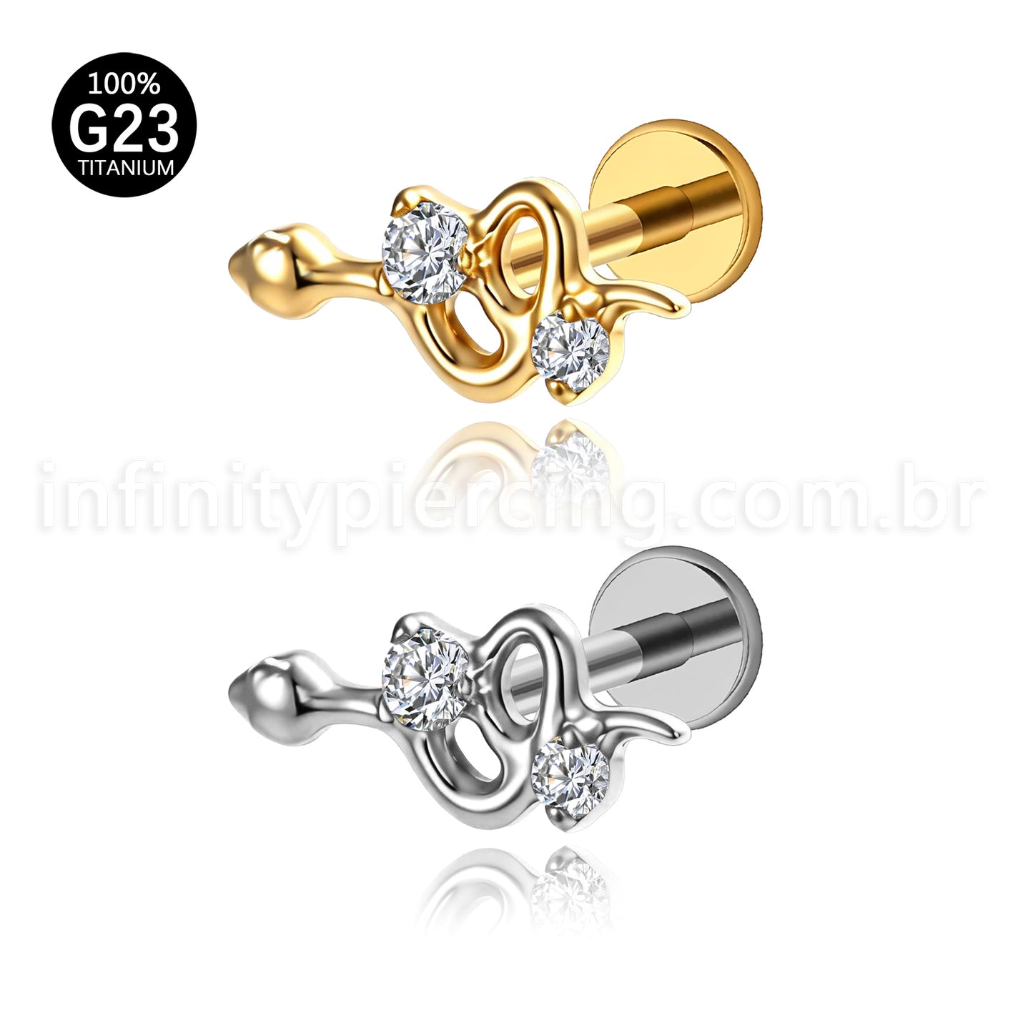 Piercing Labret Titânio Cobra