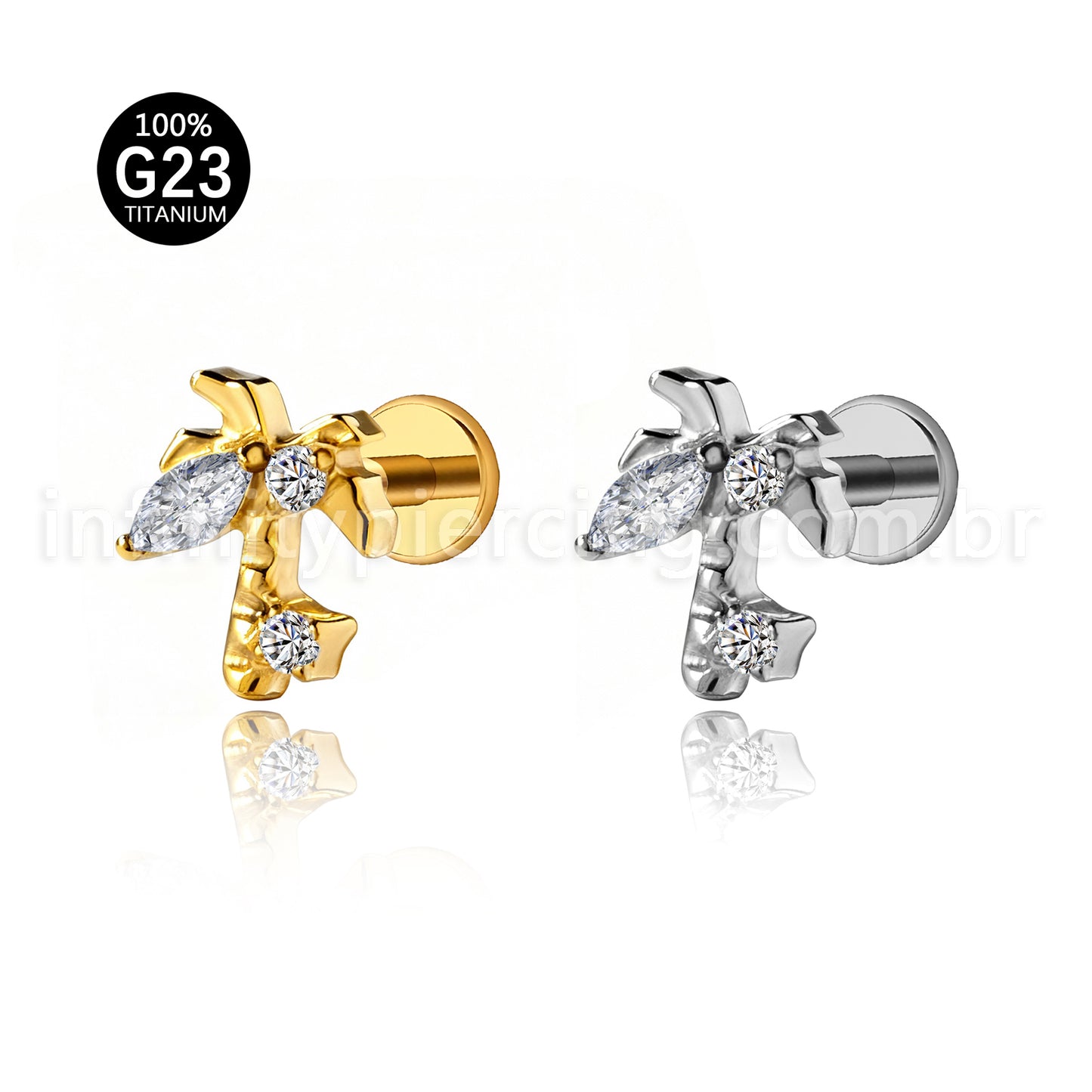Piercing Labret Titânio Coqueiro Zircônia