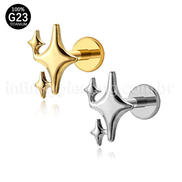 Piercing Labret Titânio Estrelas