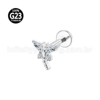 Piercing Labret Titânio Libélula Zircônia Cravejada