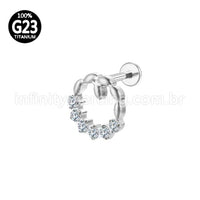 Piercing Labret Titânio Redonda 6 Zircônias