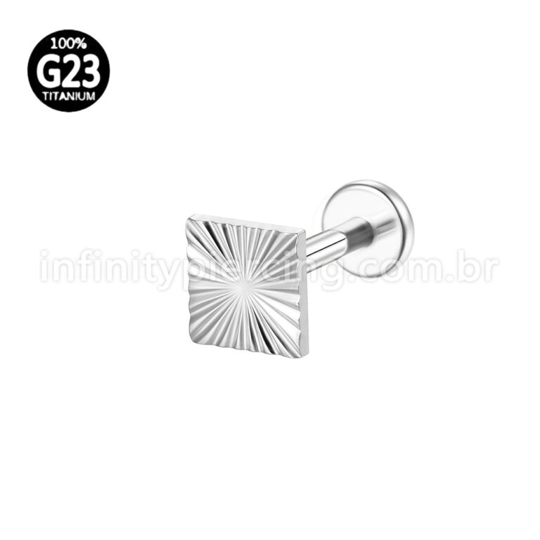 Piercing Labret Titânio Quadrado Detalhado
