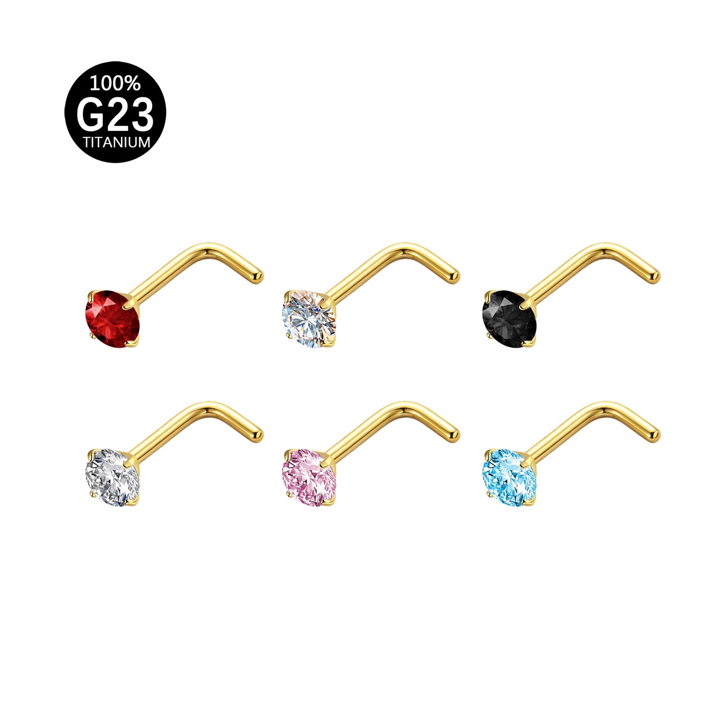 Piercing Nostril Curvo Titânio Zircônia Redonda 10153