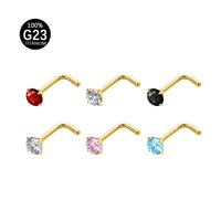 Piercing Nostril Curvo Titânio Zircônia Redonda 10153
