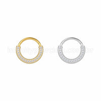 Piercing Argola Aço Cirúrgico Detalhada/Zircônia Cravejada