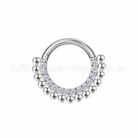 Piercing Argola Aço Cirúrgico Segmento Articulado Indiano Zircônia Cravejada