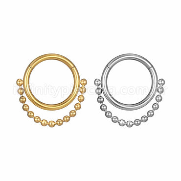 Piercing Argola Aço Cirúrgico Segmento Articulado Corrente Bolinhas