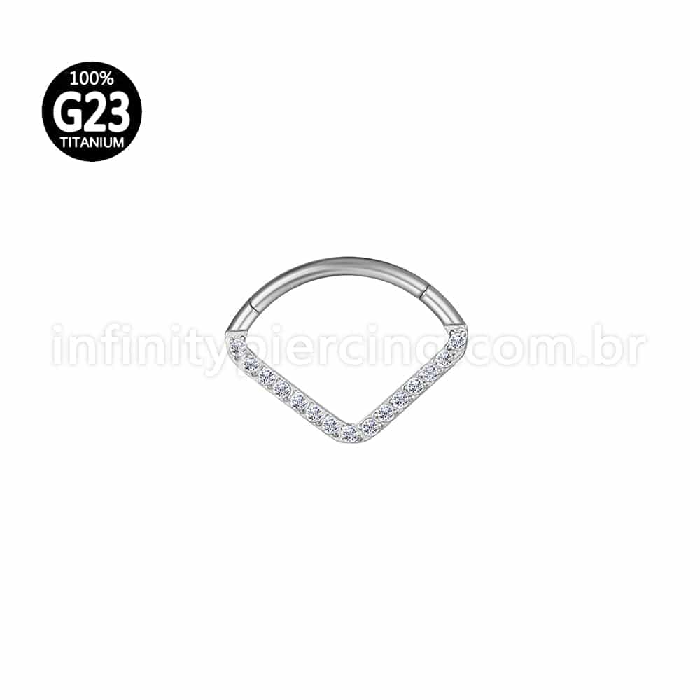 Piercing Argola Triangulo Titânio Segmento Articulado Zircônia