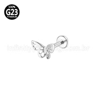 Piercing Labret Titânio Borboleta Vazada