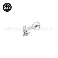 Piercing Labret Titânio 2 Zircônias