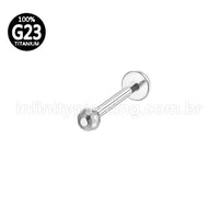 Piercing Labret Titânio Bolinha Lapidada Rosca Externa