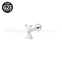 Piercing Labret Titânio Laço Zircônias Cravejadas