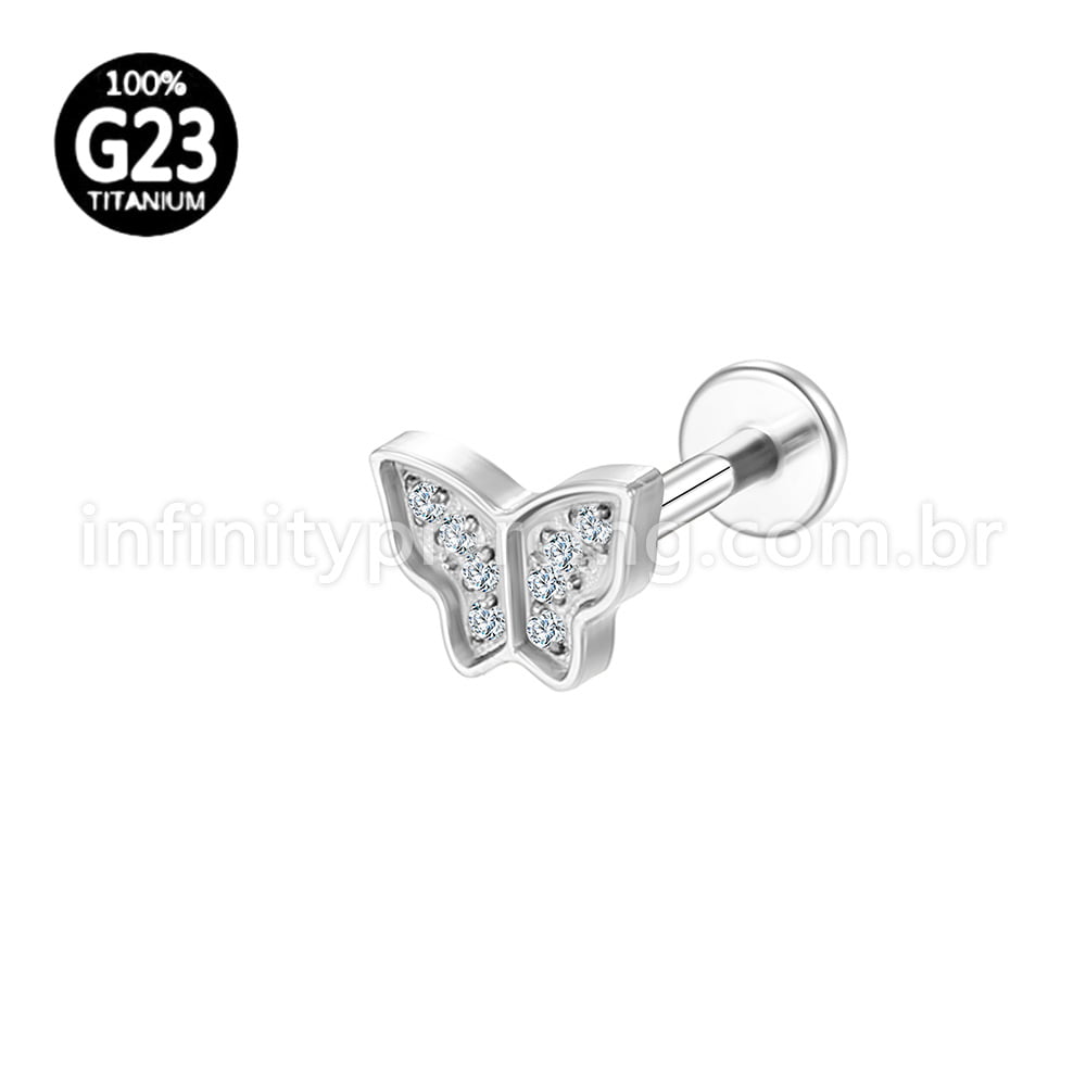 Piercing Labret Titânio Borboleta
