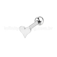 Piercing Minibarbell  Aço Cirúrgico Coração Liso